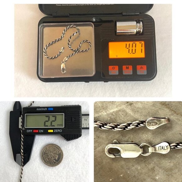 Italian Sterling Silver 925 Italy Dainty 2MM Twisted Rope Chain Bracelet 8” - Picture 11 of 16